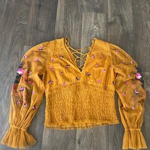 Anthropologie Floral Embroidered Blouse